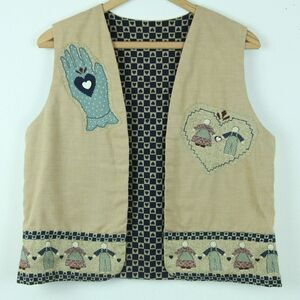 Handcrafted Beige Vest with Blue Accents